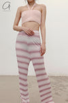 SWAYING/KNIT Crochet Halter Tube Top SW22SST60 Light Pink PS43